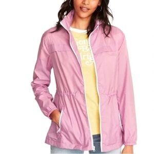 Old Navy Wmn SZ S Purple Drawstring Waist Zipper Pocketed Windbreaker Jacket